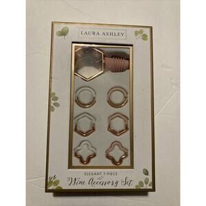 Laura Ashley Elegant 7 Piece Wine Accessory Set Wine Opener Glass Charms New‎